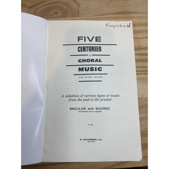 Five Centuries of Choral Music Songbook For Mixed Voices By G. Schirmer, Inc. - Picture 4 of 8